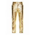 thumbnail image 5 of Sequin Sparkly Leather Pants Men - Metallic Shiny Disco Pants for Men, 70s/80s Hip Hop Party Rave Pants, Men's Holiday Clothes, Gold & Size L, 5 of 5