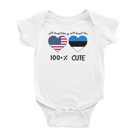 

50% Estonian + 50% American = 100+% Cute Baby Romper Bodysuit For Boy Girl (White 18-24 Months)