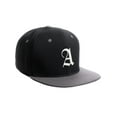 thumbnail image 2 of Daxton Classic Snapback Hat Old English Font Alphabet A to Z Flat Bill Visor Cap, Black Light Grey Hat, White A, 2 of 4