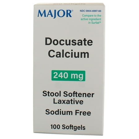 Rugby Docusate Calcium Stool Softener Laxative 240 mg 100 Sgels