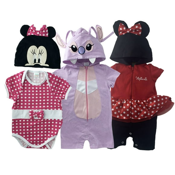 Kit 3 Pañaleros bebe Disney Minnie y Angel (Novia Stitch) Talla 6 meses Disney Ropa de Recién Nacido