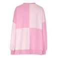 thumbnail image 5 of RYRJJ Women's Oversized Sweatshirt Casual Long Sleeve Button Collared V-Neck Pullover Tunic Tops Trendy Color Block Sweatshirts(Pink,L), 5 of 6