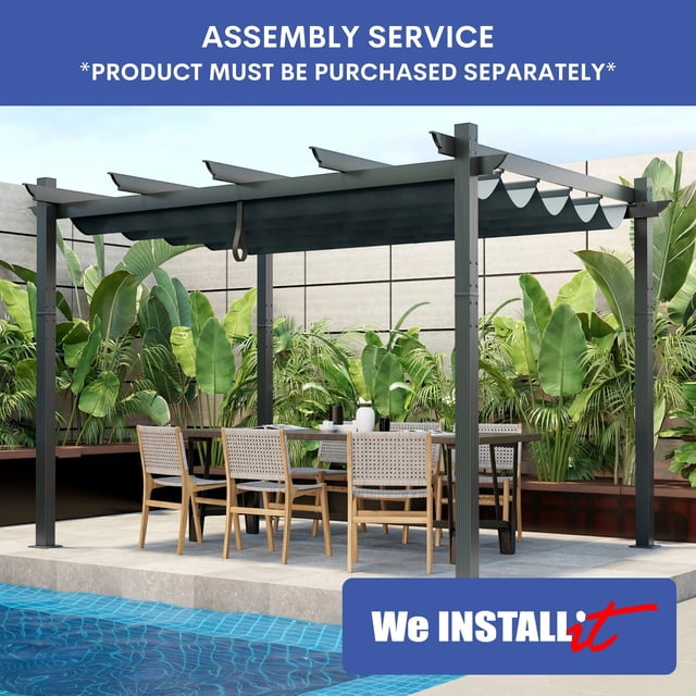 Service d'Installation à Domicile - Assemblage de Pergola en Métal (11 à 13 Pi, Déterminé par le Côté le Plus Long)