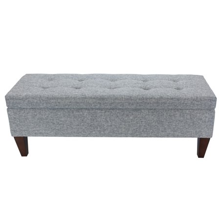 MJL Designs Brooke TECH Fabric/ Wood Button-tufted Long Storage Bench Grey