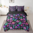 thumbnail image 2 of Manfei Colorful Neon Mushroom 7pcs Bedding Comforter Set,Country Flower Floral Queen Bedding Sets,Cute Frog Queen Sheet Sets For Girl Child,Microfiber Bedroom Decor Reversible, 2 of 8