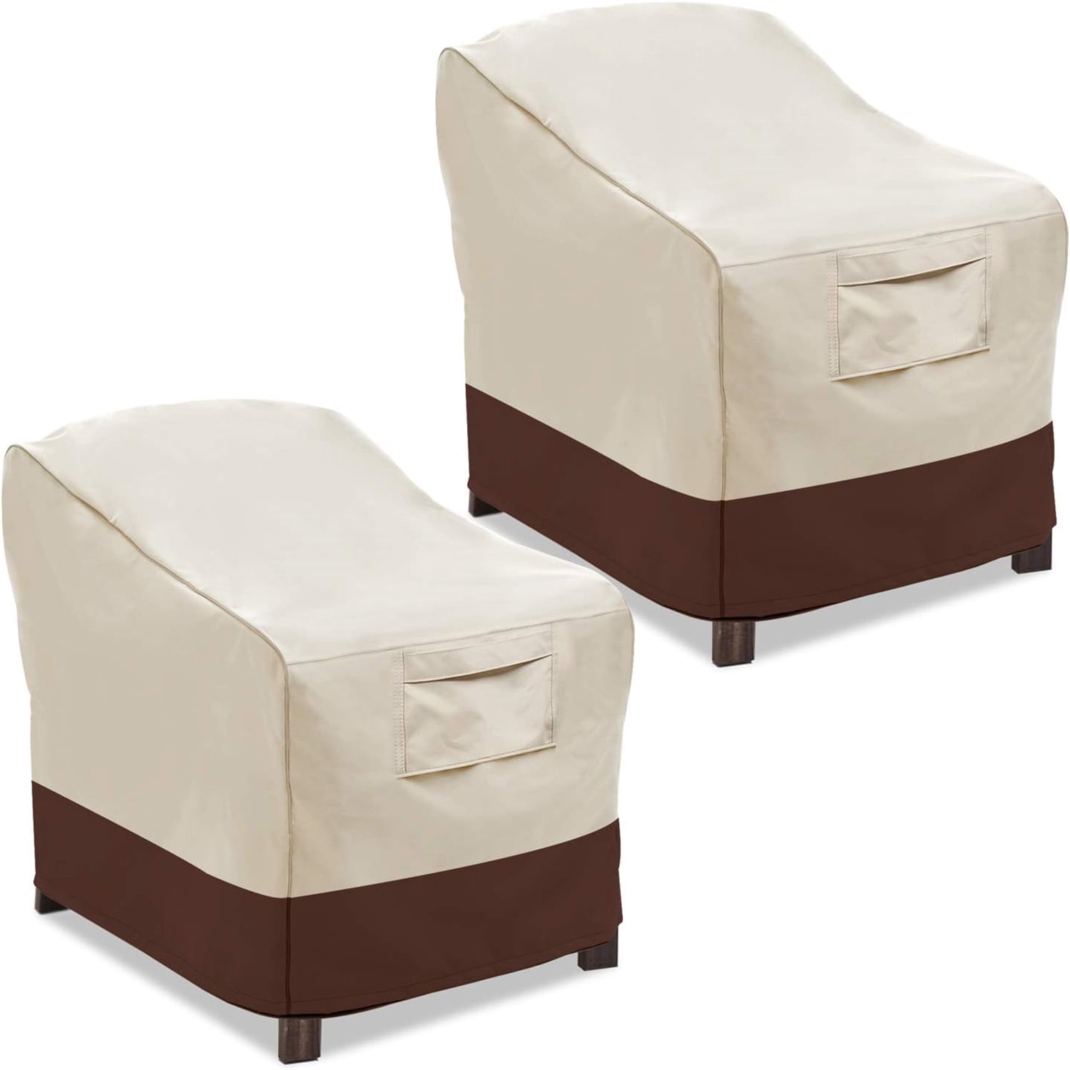 Patio Chair Covers, Lounge Deep Seat Cover, Heavy Duty and Waterproof Outdoor Lawn Patio Furniture Covers (2 Pack - Large, Beige & Brown)