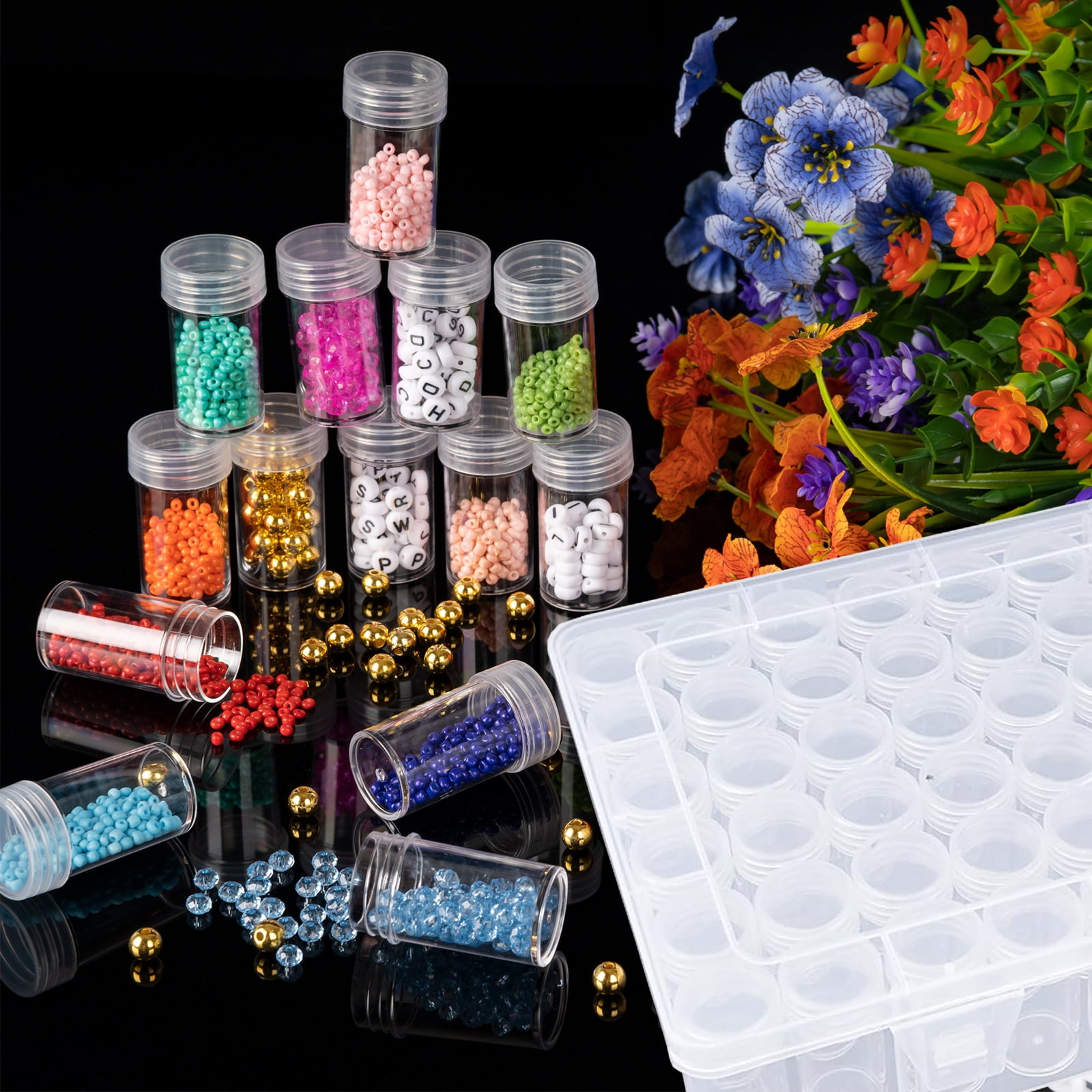 Diamond Painting Storage Containers, 60 Girds Bead Organizer box for DIY Nail Jewelry Rings Charms Drills Glitter Rhinestones
