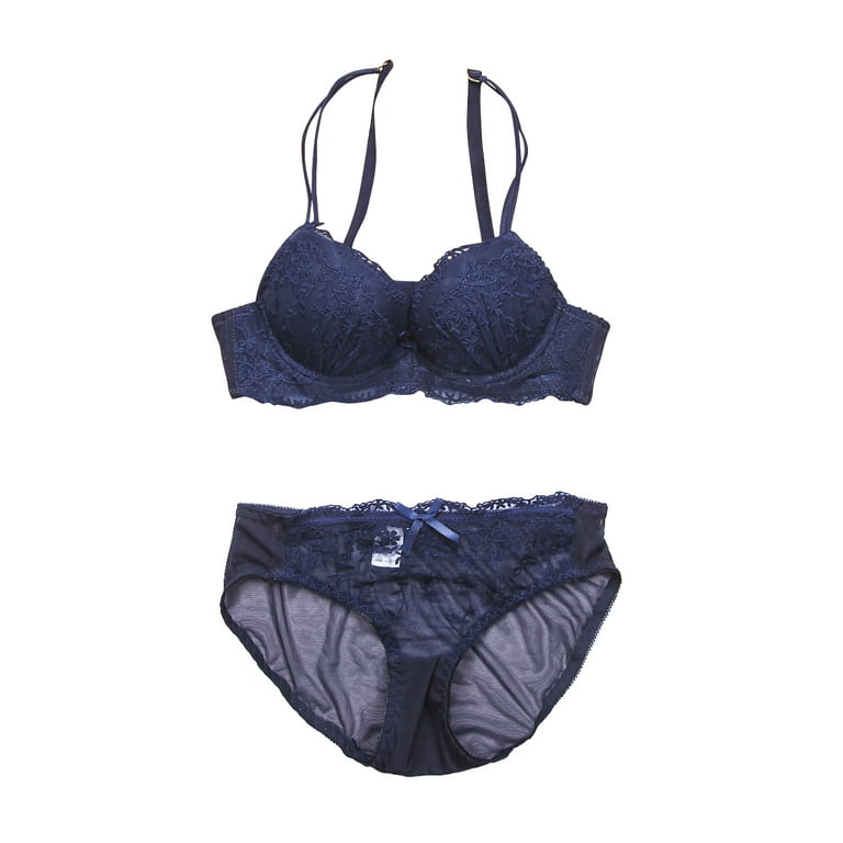 Buy PrettyCat Hot Lace Pushup Bra Panty Set - Blue Online