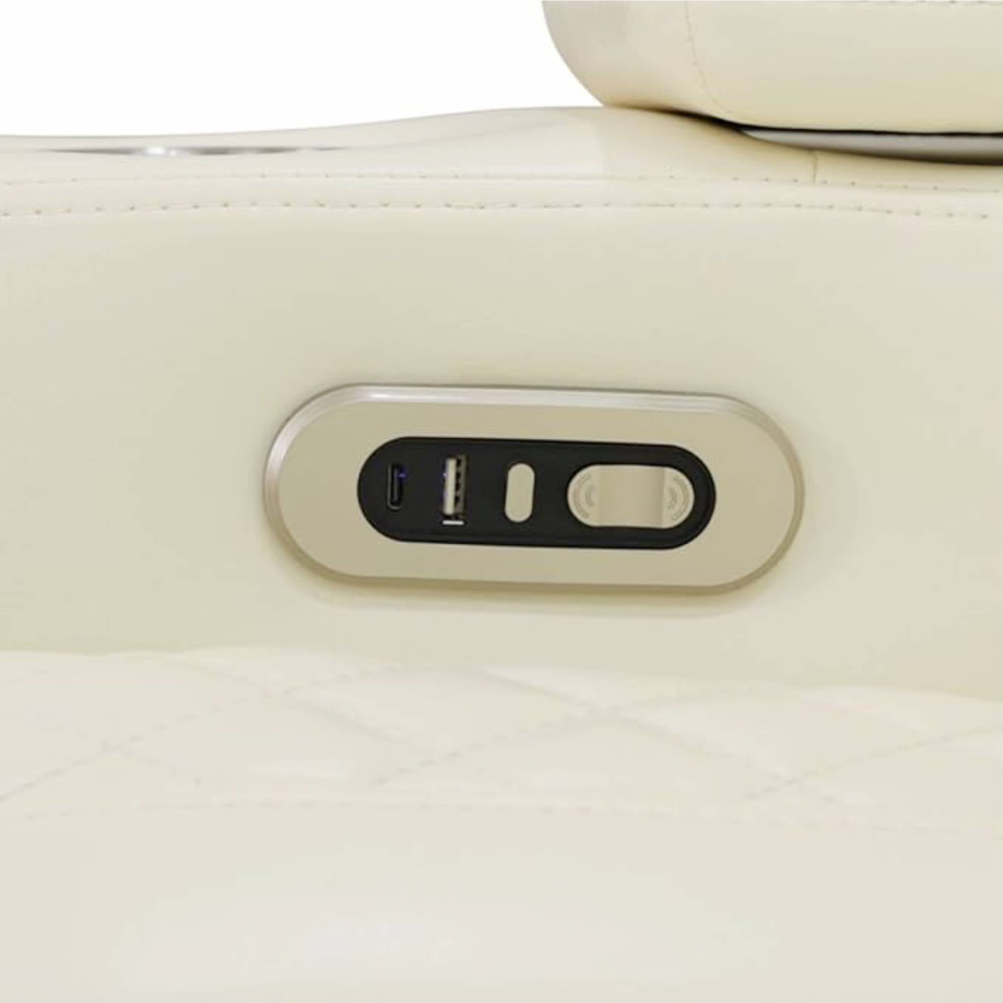Electric Power Recliner Chair Living Room Sofa Chair, Comfy Lazy Home Theater with Cup Holder &USB Ports, White