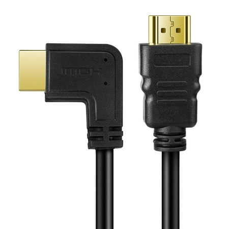 HDMI Cable Left Angle 90 Degree (6FT) - High Speed HDMI 2.0 Cord, Supports UHD 4K 60hz 2K 2160p Full HD 1080p Quad HD 1440p 3D ARC Ethernet For Xbox One X / S PS4 Pro / Slim & Apple TV