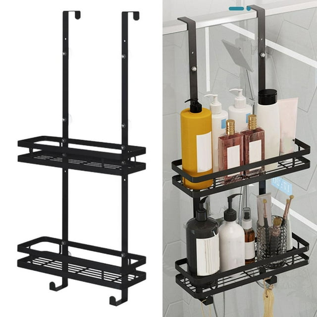 Orgazador de acero inoxidable sobre puerta, estante de baño colgante, almacenamiento trasero de puerta, estante sin , accesorios de baño 2 capas Macarena Organizador de ducha colgante
