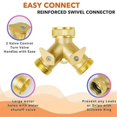 thumbnail image 4 of Hose Splitter 2 Way Heavy Duty 3/4Inch Brass 2 Way Garden Hose Connector, Y Hose Splitter for Outdo, 4 of 5