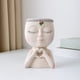 thumbnail image 1 of Macetero para la cara, macetas para la cara, macetero suculento, niña, ojos cerrados con agujero de drenaje, cara, escultura nórdica, color blanco, 1 of 5