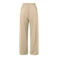 thumbnail image 5 of DHFJKG Winter Casual Wide Leg Sweatpants For Women Pleated Solid Color Loose Fit Elastic Waist Floor-Length Pants With Pockets Soft Trousers, 5 of 5
