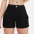 thumbnail image 2 of vigerkar 2025 Women's High Waist Slim Fit Pocketed Cargo Shorts for Summer Casual Comfort Shorts for Women Black, L, 2 of 4