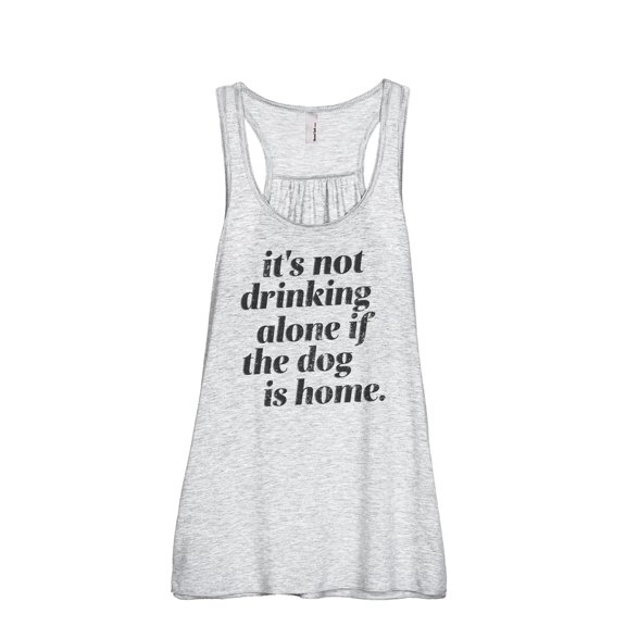 Drinking Alone Dog Home Women's Fashion Sleeveless Flowy Racerback Workout Yoga Tank Top Sport Grey 2X-Large