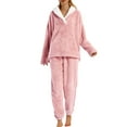 thumbnail image 2 of UVN Winter Pajamas for Women Fuzzy Loungewear Sets Ladies Fleece Long Sleeve Tops and Long Pants 2 Piece Sleepwear, 2 of 8