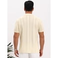 thumbnail image 3 of DARING DIVA Men's Hollow Knitted Shirt Short Sleeve Button Down Striped Shirts S Beige, 3 of 7