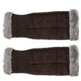 thumbnail image 2 of 2 Pairs Women Winter Warm Knit Fingerless Gloves Hand Thumbhole Arm Warmers Mittens, 2 of 7