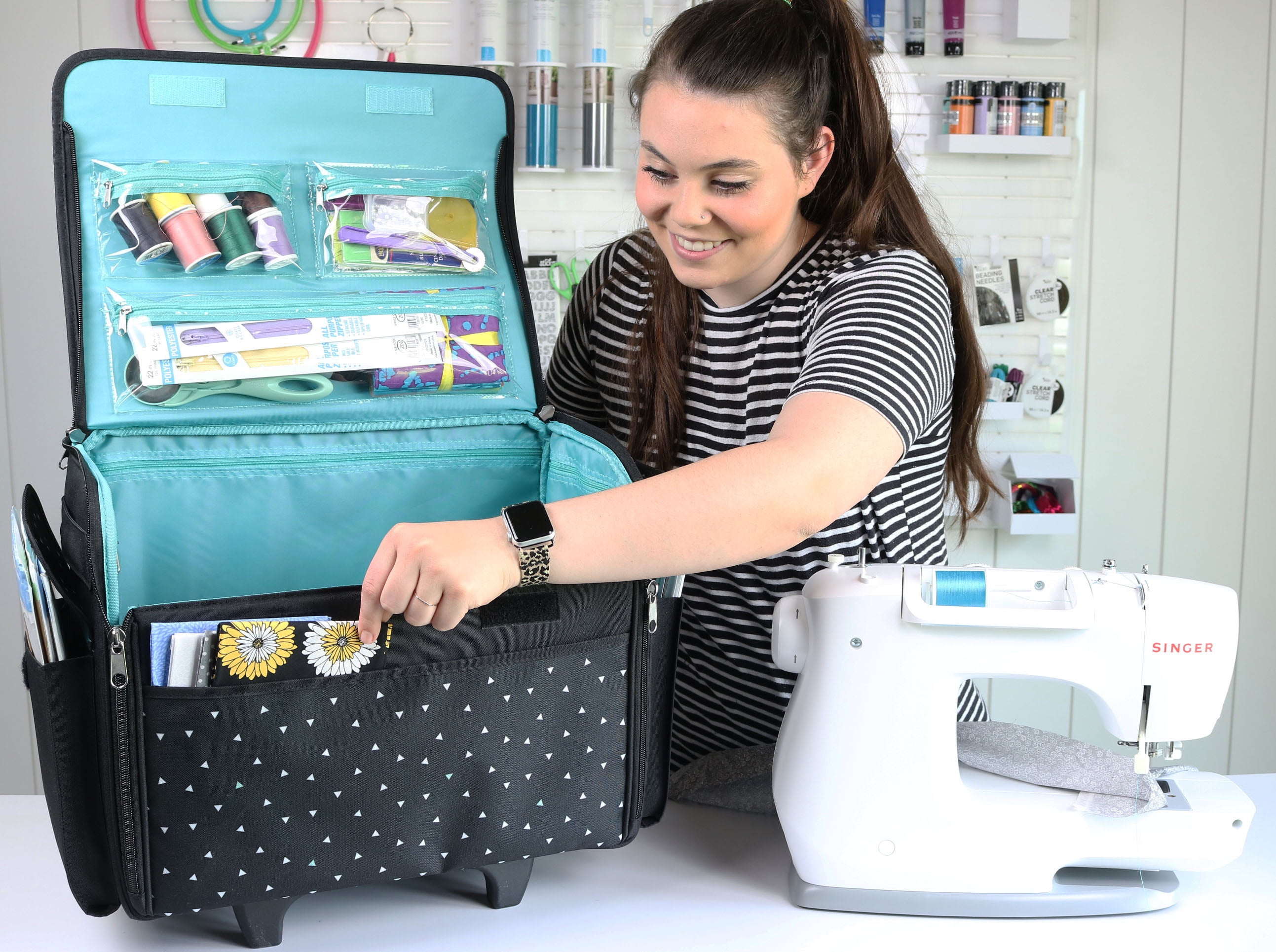 Bolso de mano para máquina de coser, bolsa de costura con ruedas y ASA,  Everything Mary Rolling