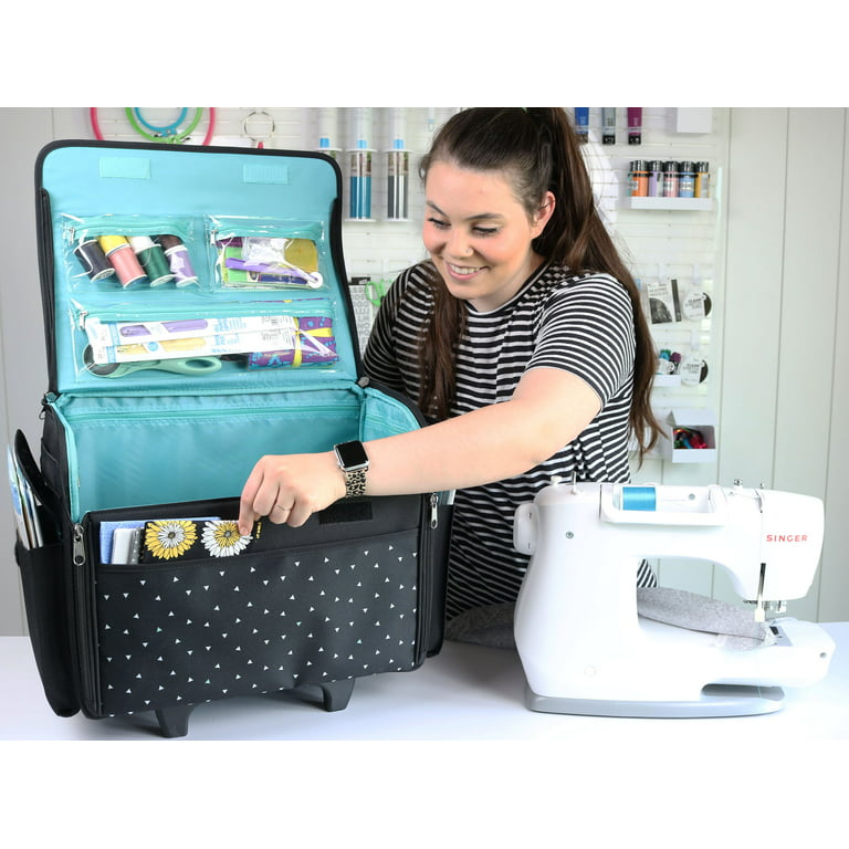 Sewing Machine Carrying Case with Multiple Storage Pockets, Portable Tote  Bag with Handle, Travel Handbag for Most Sewing Machines and Accessories -  Light Blue 