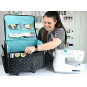 Everything Mary Rolling Sewing Machine Tote, Black & White Triangle, Large with Wheels