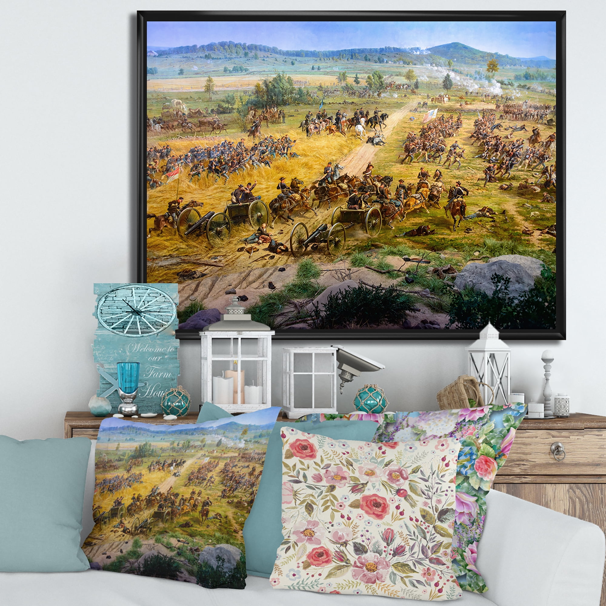 Designart 'Historical Gettysburg National Military Park' Vintage Framed Canvas Wall Art Print