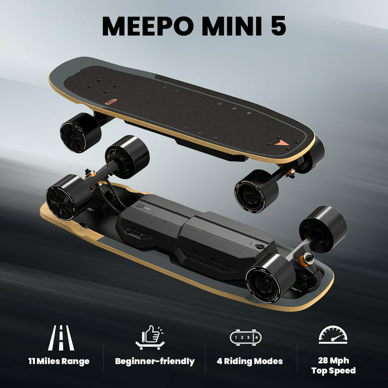  MEEPO Electric Skateboard, 28 MPH Top Speed, 330 LBS Load  Capacity with Remote, Maple Cruiser for Adults and Teens, Mini 5, Black :  Sports & Outdoors