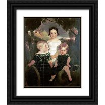 Brown, Ford Maddox 12x14 Black Ornate Wood Framed with Double Matting Museum Art Print Titled - The Bromley Children