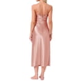 thumbnail image 3 of INSPIRE CHIC Women's Elegent Satin Nightgown Spaghetti Halter Midi Dress Silky Lightweight Tassel at the Bust Evening Dress L Pink, 3 of 6