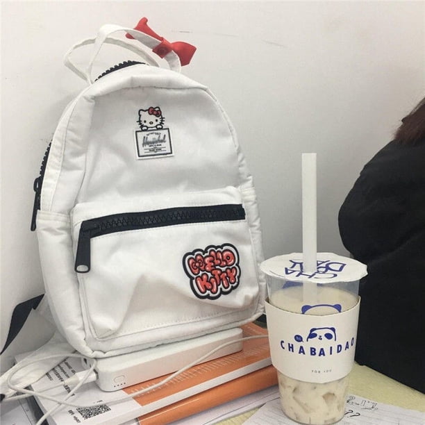 Mochila Kawaii de Hello Kitty Y2k para hombre y mujer, morral de moda Sanrio, novedad Miniso, Mochila escolar bonita Fivean unisex