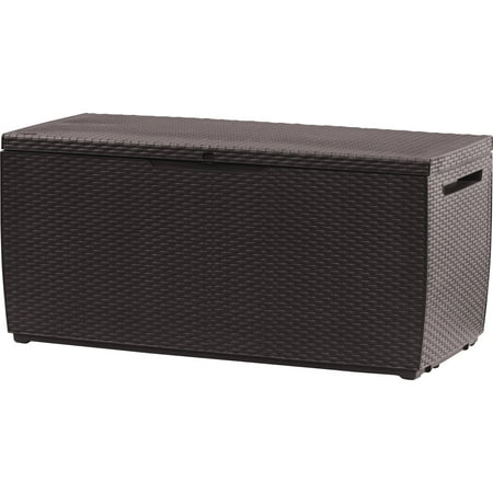 keter box deck storage plastic outdoor rattan capri espresso resin gal brown walmart