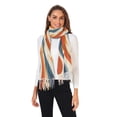 thumbnail image 2 of FORMRS Womens Scarf Winter Soft Long Big Warm Shawls Wrap Tassel Scarves, Beige Abstract Wavy, 2 of 9