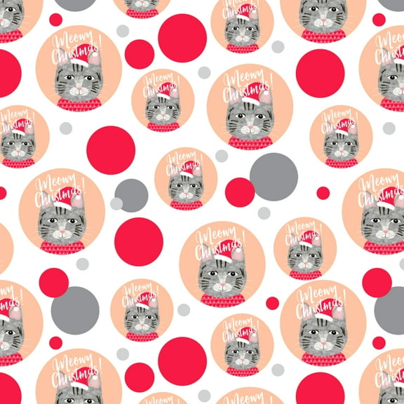 Meowy Merry Christmas Cat in Sweater and Hat Premium Gift Wrap Wrapping Paper Roll
