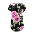 thumbnail image 5 of Karymi Summer Tops for Women 2026 Loose Round Neck Short Sleeve T Shirts Button Rose Print Blouse Quick Dry Button Tee Shirts, 5 of 6
