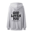 thumbnail image 5 of Shirts for Women Dressy Casual Plus Winter Fall Comfy Hooded Long-sleeved Cap One Shoulder Hoody Graphic Leisure Cotton Hoodies Sweatshirts(Light Gray,XXL), 5 of 6