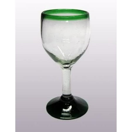 

NULQelly - Emerald Green Rim Small 7 oz Wine Glasses (Set of 6)