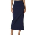 thumbnail image 2 of NJDVHB Jupe Crayon pour Femmes,Jupes Tendance pour Femmes,Robe Fendue Décontractée Unie à Col Rond Taille Haute avec Bandage pour Femmes,Bleu,G, 2 of 5