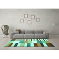 thumbnail image 3 of Ahgly Company Machine Washable Indoor Rectangle Patchwork Turquoise Blue Transitional Area Rugs, 6' x 9', 3 of 4