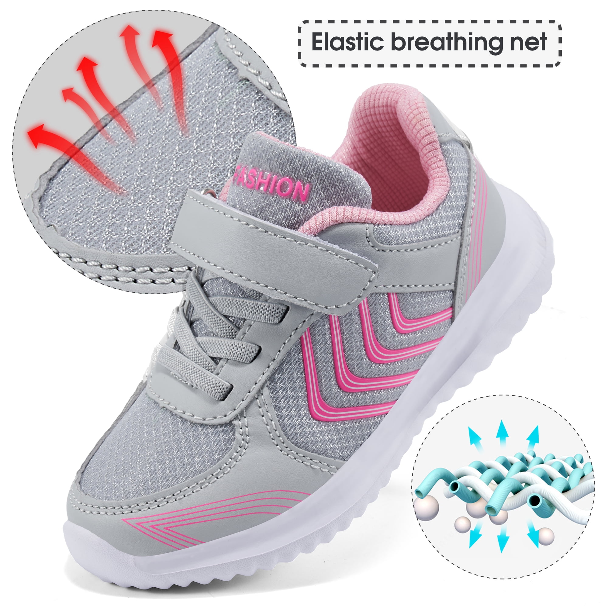 Ecetana Toddler Boys Girls Sneakers Kids Lightweight Breathable Tennis Walking Shoes