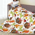thumbnail image 6 of Honeii Holiday Thanksgiving Turkey Apple Family Dinner Print Fleece Blanket - Throw Blanket for Bed, Sofa, Couch, Camping, and Travel , Microplush Ultra Soft Warm Blanket-80"x60", 6 of 7