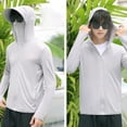 thumbnail image 4 of 1 ropa de protección solar gris claro para adultos, abrigo de ropa de protección solar de seda helada con sentido fresco, 4 of 5