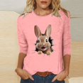 thumbnail image 2 of YanHoo Hauts pour Femmes Manches 3/4 Col Rond Imprimé de Pâques T-Shirt Décontracté Lapin de Pâques Joyeux Hauts de Printemps Amusants T-Shirts Graphiques Œufs de Pâques Mignons Cadeaux de Pâques pour Femmes, 2 of 5