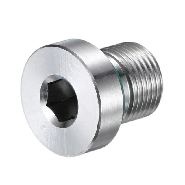 1-Pack Tapón de ajuste de tubo con cabeza hexagonal interna, M12x1mm, tapón de socket de acero inoxidable 304 con anillo de sellado de fluorina