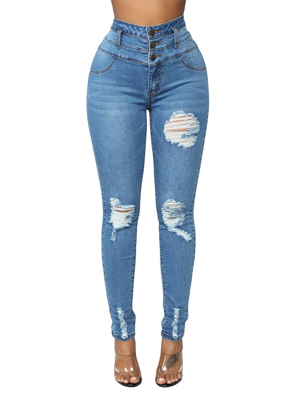 JDinms Women's Denim Butt Lifting Ripped Skinny Jeans - Walmart.com