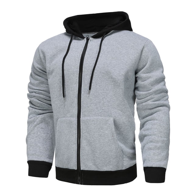 NJDVHB Fall Winter Coats for Men,Puffer Jacket Men,Man Color Match Drawstring Zipper Pockets Hooded Coat,Gray,L