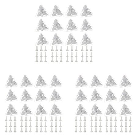 36Pcs Acrylic Corner Brackets with Semitransparent Screws Clear 3-Hole Right Angle Joint Brace Brackets