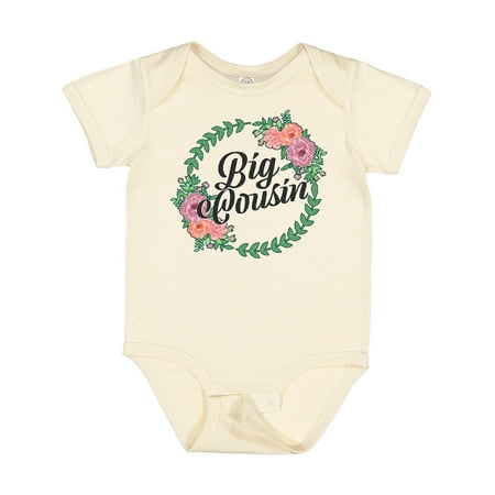 

Inktastic Big Cousin with Flower Circle Gift Baby Girl Bodysuit