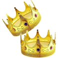 thumbnail image 1 of 2 pcs Gold Royal King Plastic Crown Prince Costume Accessory, 1 of 5