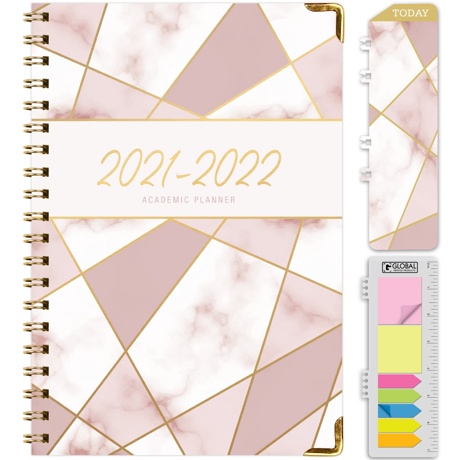 Gold Dots Turquoise Bonus Bookmark 5.5x8 Daily Planner/Weekly Planner/Monthly Planner/Yearly Agenda HARDCOVER Academic Year Planner 2018-2019 
